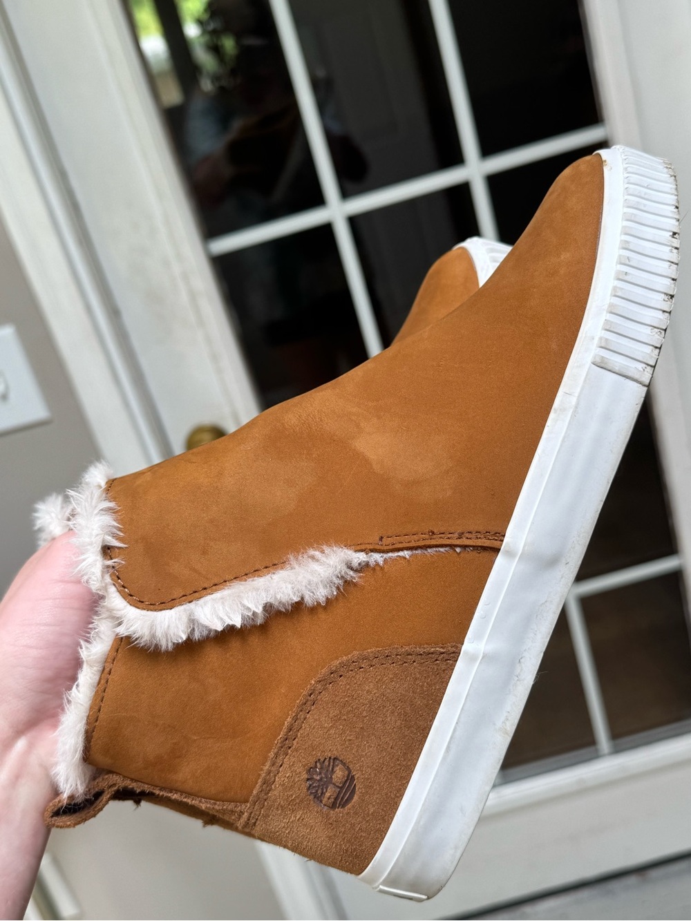 Timberland Brown Suede Faux Fur Slip On Sneakers Womens Size 8 - Picture 2 of 12